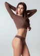 Топ укороченный с длинным рукавом Giulia CROP TOP L/XL Brown-deep taupe, спортивный кроп топ - изображение 6