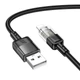 Кабель Hoco Lightning Spirit transparent charging data cable U129 |2.4A, 1.2M| черный - изображение 1