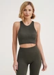 Бесшовный топ в рубчик на широких бретелях Giulia HALTER TOP RIB L/XL Khaki, облегающий, мягкий, для фитнеса и повседневного ношения - изображение 7