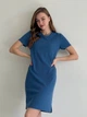 Платье-футболка в рубчик миди летнее женское Merlini Милан 700000151 L-XL Синее (700000151_2) - изображение 1