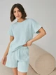 Пижама (футболка + шорты) женская муслиновая BARWA garments 0328/329 S Мятная (2113283291138) - изображение 11