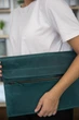 Шкіряна сумка-чохол для ноутбука (+ ремінь) 13" Apple / Asus / Dell / Lenovo / HP / Honor / Acer / Huawei / Xiaomi - (LC-20) - Блакитний - зображення 1