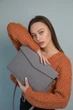 Шкіряна сумка-чохол для ноутбука (+ ремінь) 13" Apple / Asus / Dell / Lenovo / HP / Honor / Acer / Huawei / Xiaomi - (LC-07) - Сірий - зображення 1