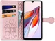 Чохол Embossed Cat and Dog для Xiaomi Redmi 12C книжка шкіра PU з візитницею рожеве золото - зображення 2
