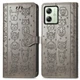 Чехол Embossed Cat and Dog для Motorola Moto G54 / G54 Power книжка кожа PU с визитницей серый - изображение 4