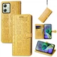 Чохол Embossed Cat and Dog Motorola Moto G54 / G54 Power книжка шкіра PU з візитницею жовтий - зображення 1