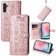 Чохол Embossed Cat and Dog для Samsung Galaxy A24 / A245 книжка шкіра PU з візитницею рожеве золото - зображення 1