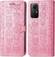 Чехол Embossed Cat and Dog для Xiaomi Redmi Note 12S книжка кожа PU с визитницей розовый - изображение 5