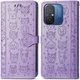 Чехол Embossed Cat and Dog для Xiaomi Redmi 12C книжка кожа PU с визитницей фиолетовый - изображение 4