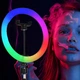 Кільцева RGB лампа блогера з тримачем телефону, LED світильник Ø26 см - зображення 1