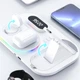 Беспроводная зарядная док-станция VIKEFON 4 в 1 для смартфонов / наушников / Apple Watch, с подсветкой и часами, белая (74048919) - изображение 3