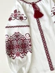 Вишиванка для дівчинки Olana Орнамент льон білий червона вишивка 146 - изображение 4