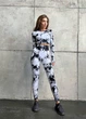 Спортивный женский костюм Marble с пуш-ап для фитнеса (рашгард + леггинсы) Тай-Дай Бесшовный Мраморный М Бело-черный (XX01_TR02М) - изображение 4