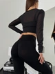 Спортивные женские леггинсы Soft с эффектом визуальной коррекции фигуры Push Up V-пояс Однотонные XS-S Черный (5058S) - изображение 5
