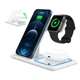 Док станция для apple айфона iphone часов iwatch эпл вотч наушников 3 в 1 23W XO WX023 складная универсальная беспроводная зарядка на айфон с подсветкой белая + адаптер в подарок - изображение 2
