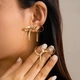 Бижутерия серьги-клипсы-каффы из медицинской стали Tassels Bow S0669 Gold 437 - изображение 1