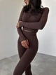 Спортивный женский костюм Hot для фитнеса и йоги (рашгард + леггинсы) c двойным Push Up V-пояс М Шоколад (MA100000М) - изображение 7