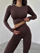 Спортивный женский костюм Hot для фитнеса и йоги (рашгард + леггинсы) c двойным Push Up V-пояс М Шоколад (MA100000М) - изображение 2