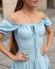 Женское платье мини из креп-жатки Голубой Maybel L 418 (3123_4) - изображение 7