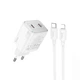 Мережевий зарядний пристрій Hoco N42 2 Type-C PD 45W white + кабель Type-C to Lightning - зображення 2