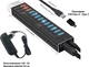 USB-хаб Dynamode 13 портов USB 3.0 – 10xUSB3.0 передача данных + 3x2.4А для зарядки, БП 3А/12В, металл (DM-UH-P1013) - изображение 2