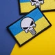 Набор шевронов 2 шт с липучкой ЧЕРЕП Карателя на Флаге Украины, Флаг Украины, вышитый патч нашивка 5х8 см - изображение 6