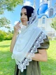 Жіночий шарф для храму Family Tradition шифон із мереживом 180х50 см молочний Весна - зображення 3