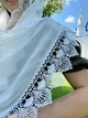 Жіночий шарф для храму Family Tradition шифон із мереживом 180х50 см молочний Весна - зображення 6