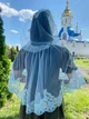 Накидка палантин для храма Family Tradition фатин с кружевом 50 см голубой Голубое небо - изображение 6