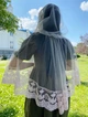 Накидка палантин для храма Family Tradition фатин с кружевом 70 см розовый Цветок шиповника - изображение 5