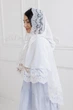Накидка-палантин для храма Family Tradition шифон с кружевом 70 см, белый Зимний день - изображение 2