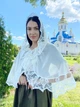 Накидка палантин для храма Family Tradition шифон с кружевом 50 см айвори Грёзы - изображение 1