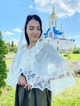Накидка палантин для храма Family Tradition шифон с кружевом 50 см айвори Грёзы - изображение 3