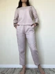 Льняной топ с надписью светло-розовый XL - linen island (132862) - изображение 6