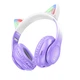 Беспроводные наушники Hoco W42 Cat Ear накладные с ушками и LED подсветкой purple grape - изображение 1