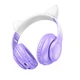 Беспроводные полноразмерные наушники Hoco W42 Cat Ear с подсветкой, BT5.3, AUX, TF, 400mAh, 10h, фиолетовые - изображение 2