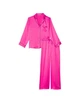 Пижама (сорочка+штани) Victoria's Secret Satin Long Pajama Set Fuchsia Frenzy S яскраво-рожевий - зображення 3