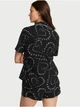 Пижама (рубашка+шорты) Victoria's Secret Flannel Short Pajama Set Black Swirl Hearts XS черная в сердечках - изображение 2