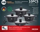 Набор кастрюль Higher Kitche НК 324 с антипригарным гранитным покрытием и сковородой 10 предметов Черный - изображение 2