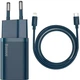 Сетевое зарядное устройство Baseus 20W Super Si Type-C 3A c кабелем Type-C to Lightning 1м Blue (TZCCSUP-B03) - изображение 1