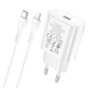 Сетевое зарядное устройство Hoco N22 PD25W PD 2 Type-C + кабель Type-C to Lightning - изображение 1