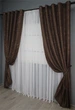Комплект штор на люверсах VR-Textil Лен мрамор Pavliani № 1173ш 150х250 см 2 шт Коричневый (37-0038) - изображение 3