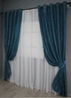 Комплект штор на люверсах VR-Textil Лен мрамор Pavliani № 1365ш 150х250 см 2 шт Синий (37-0050) - изображение 3