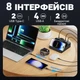 Зарядная док-станция на 6 портов с беспроводными панелями Addap MCS-F6A | Мультизарядное устройство, 110W, Black - изображение 5