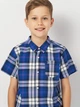 Детская рубашка в клеточку для мальчика Minoti 17SHIRT 1 40851TEN 134-140 см Синяя (5063025290608) - изображение 4
