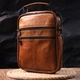 Удобная мужская сумка с ручкой кожаная 21273 Vintage рыжая - изображение 8