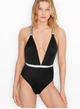 Купальник закритий жіночий Victoria's Secret Shine Strap Plunge One-Piece Swimsuit Чорний XS - зображення 1