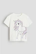 Футболка белая Эдинорог H&M 134-140см (400095642) - изображение 1