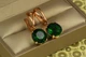 Серьги подвески Xuping Jewelry с большим зеленым камнем 2,8 см золотистые - изображение 1