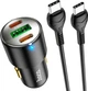 Автомобильное зарядное устройство Hoco NZ6 PD45W 3-port(2C1A) car charger set (Type-C to Type-C) Black (6931474765208) - изображение 1